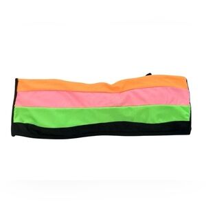 Brand unknown. Multi-colored swim top, ties in back. Used, good condition.